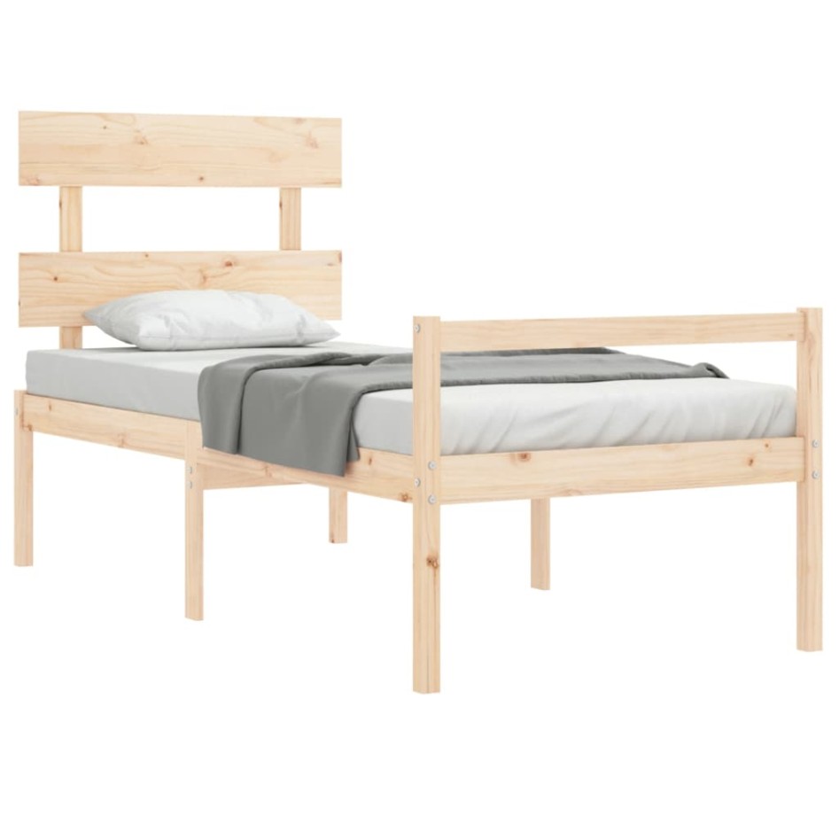Cama para personas mayores con cabecero madera maciza 90x200