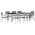 Juego de comedor jardín 9 pzas ratán sintético acero gris