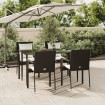 Set de muebles jardín 5 pzas con cojines ratán sintético negro
