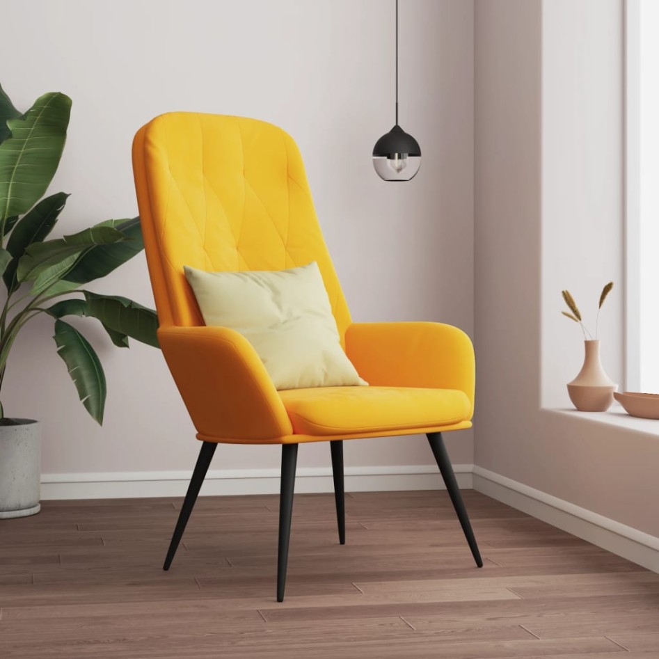 Sillón de relax de terciopelo amarillo