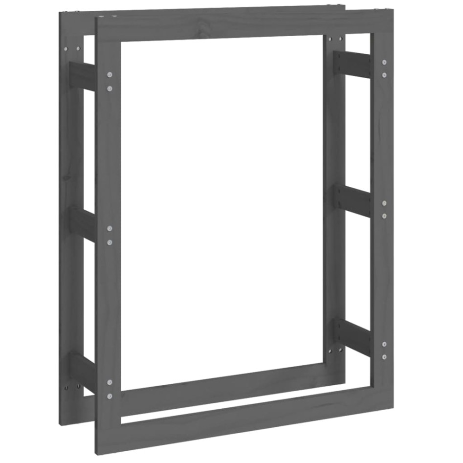 Estante para leña madera maciza de pino gris 80x25x100