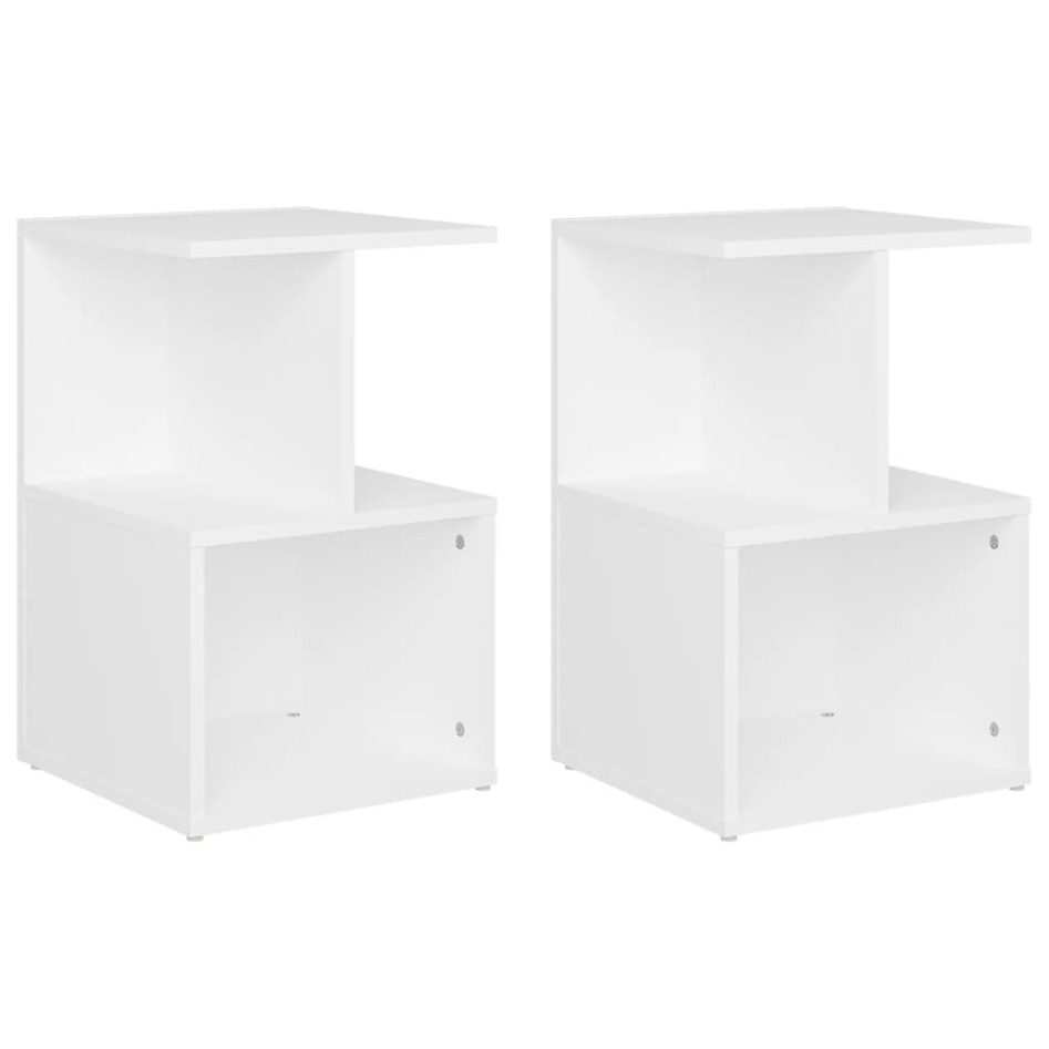 Mesitas de noche 2 uds madera contrachapada blanco 35x35x55