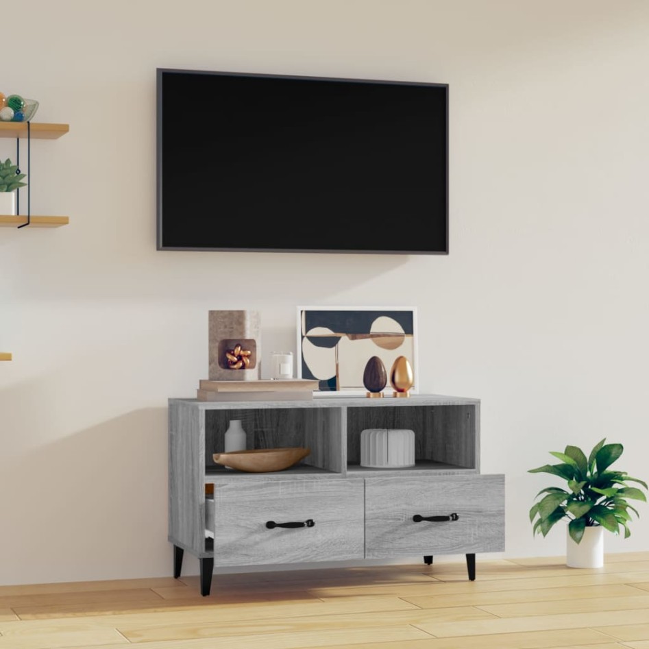 Mueble para TV madera contrachapada gris Sonoma 80x30x30