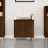 Armario de lavabo madera contrachapada roble marrón 58x33x60