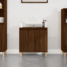 Armario de lavabo madera contrachapada roble marrón 58x33x60