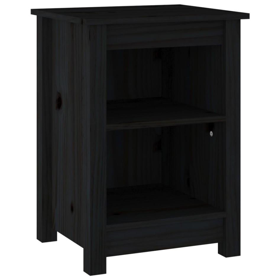 Mesitas de noche 2 uds madera maciza de pino negro 40x35x55
