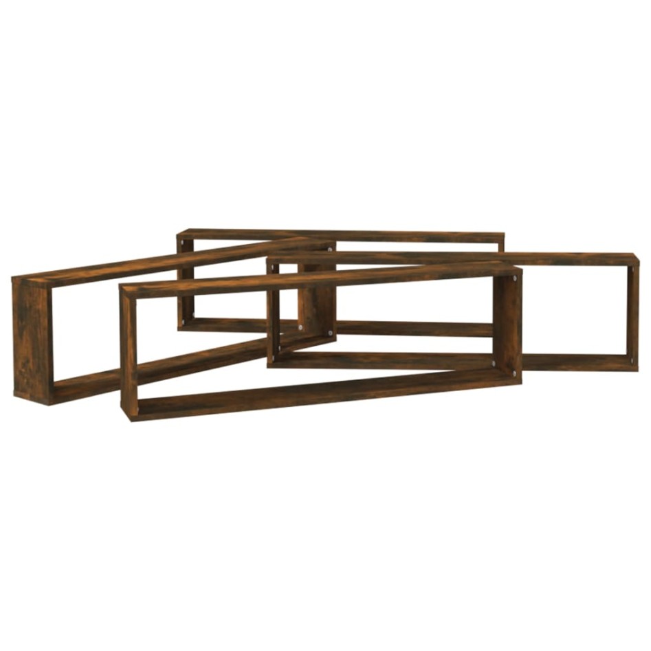Estante cúbico de pared 4 uds madera roble ahumado