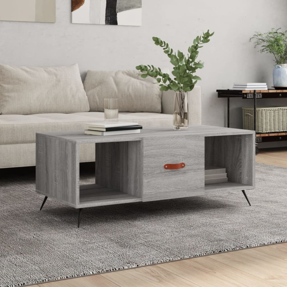 Mesa de centro madera contrachapada gris Sonoma 102x50x40