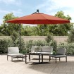 Sombrilla de jardín voladiza con luces LED terracota 350 cm