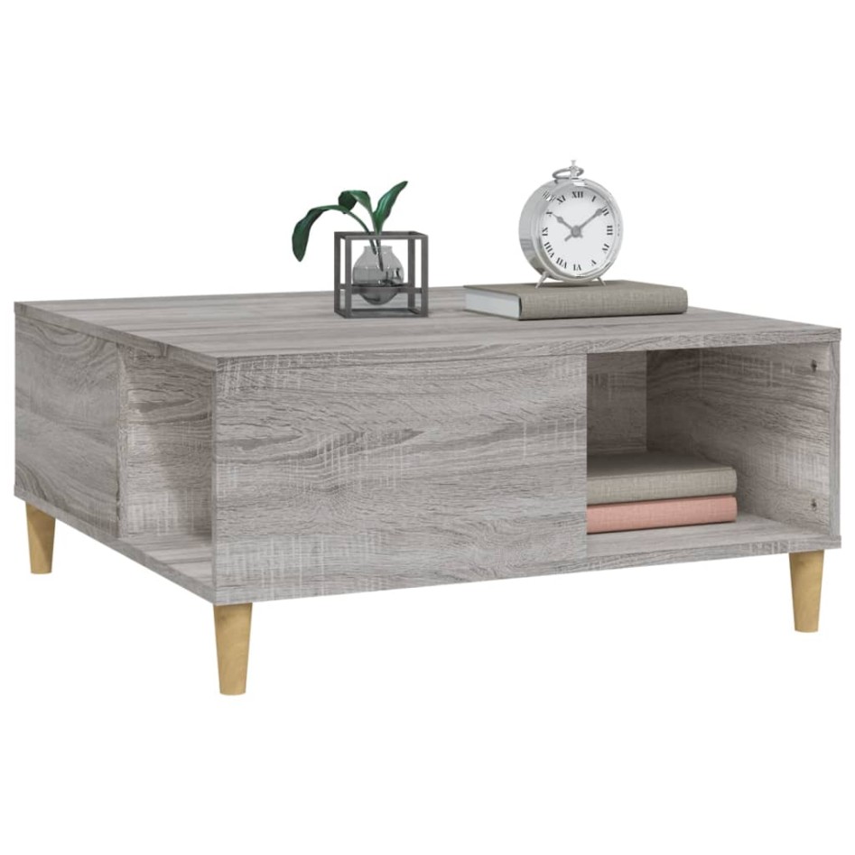 Mesa de centro madera contrachapada gris Sonoma 80x80x36,5