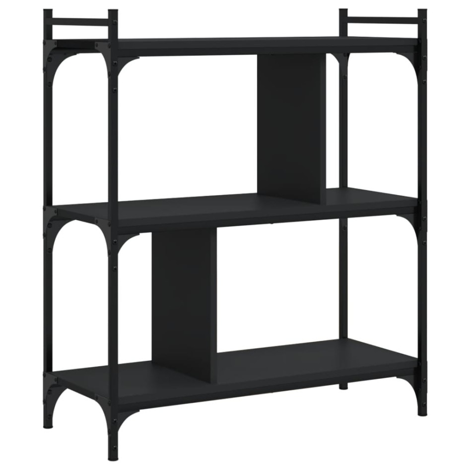 Librería de 3 estantes madera de ingeniería negro 76x32x88