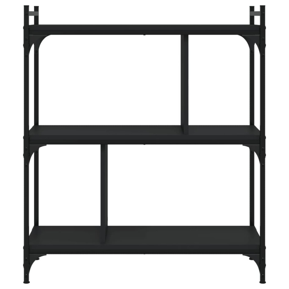 Librería de 3 estantes madera de ingeniería negro 76x32x88