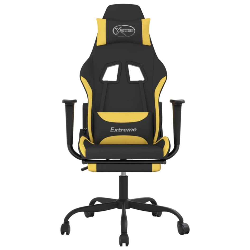 Silla gaming con reposapiés tela negro y