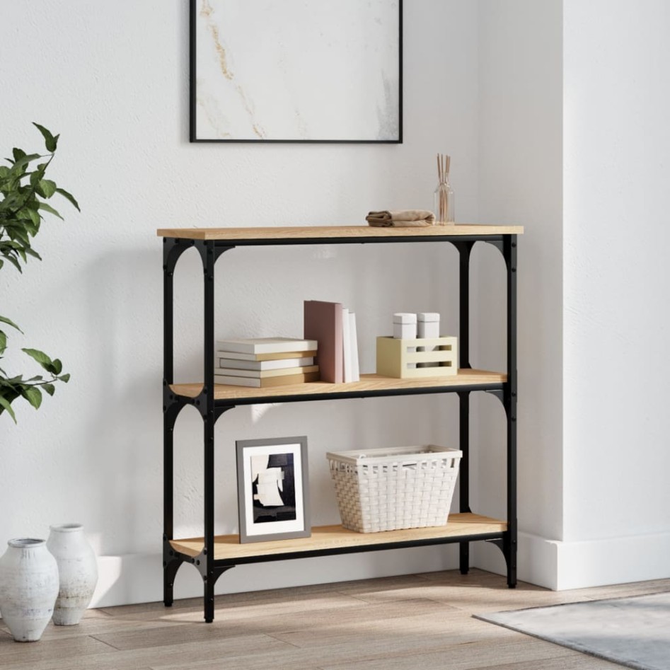 Mesa consola madera de ingeniería roble Sonoma 75x22,5x75