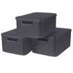 Curver Cajas de almacenaje con tapa Style 3 unidades M gris antracita