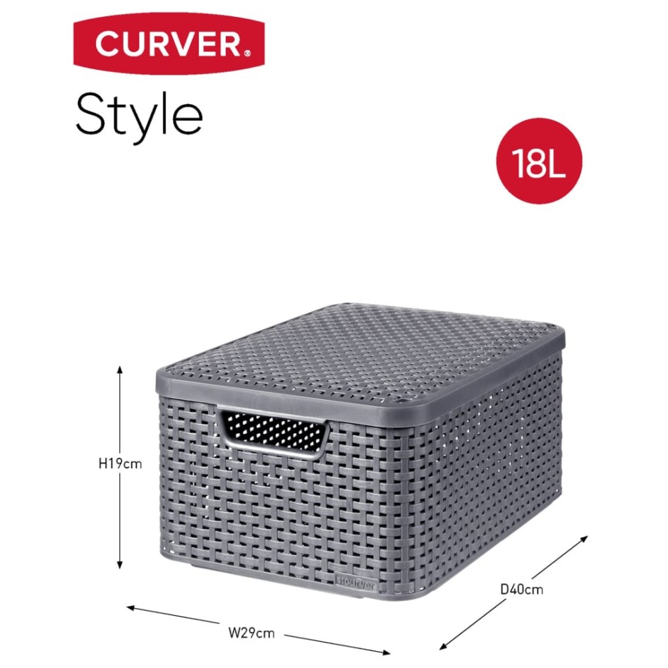 Curver Cajas de almacenaje con tapa Style 3 unidades M gris