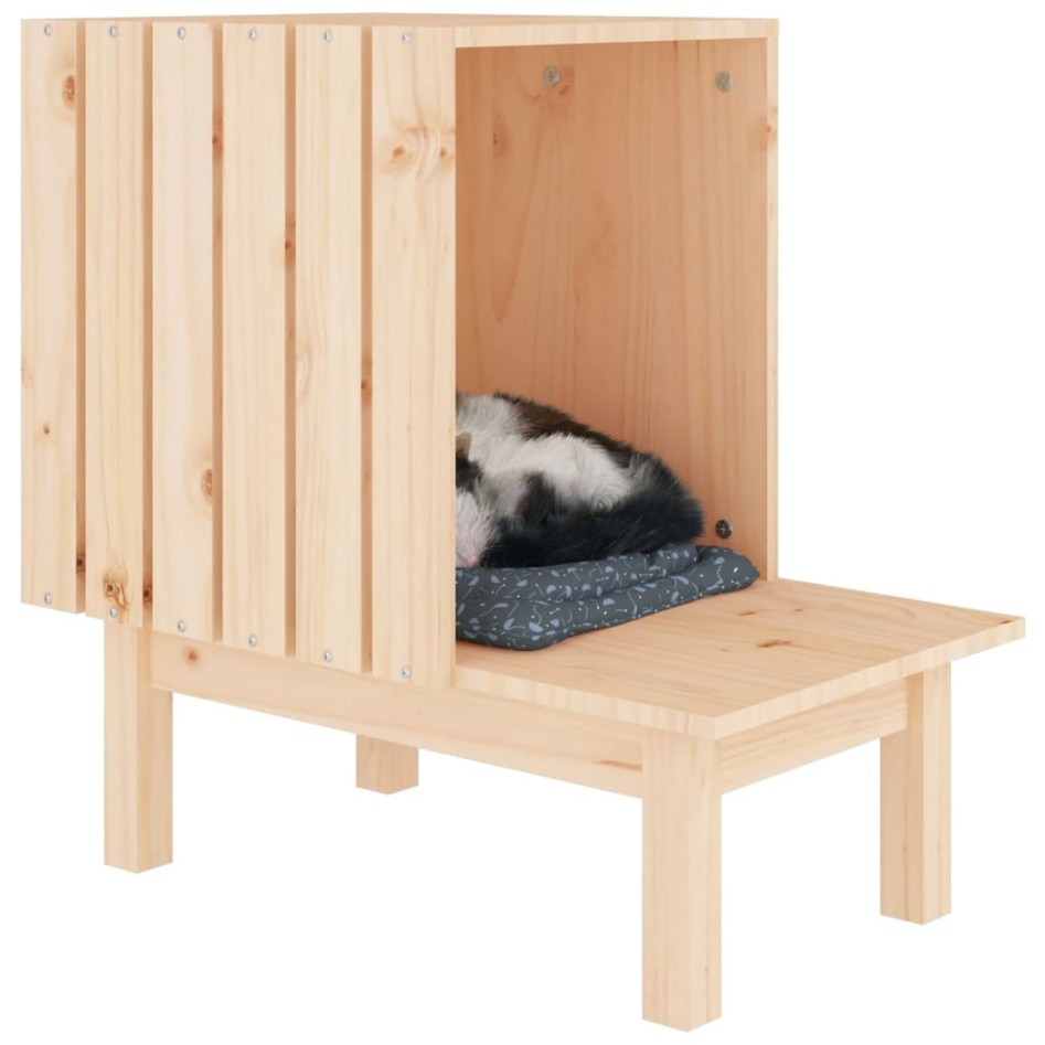 Casa para gatos de madera maciza de pino 60x36x60