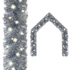 Guirnalda de Navidad con luces LED plateado 20