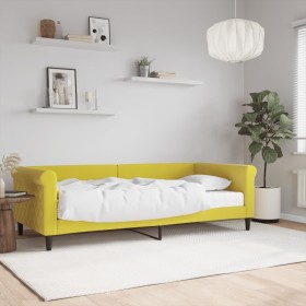 Sofá cama con colchón terciopelo amarillo 90x200