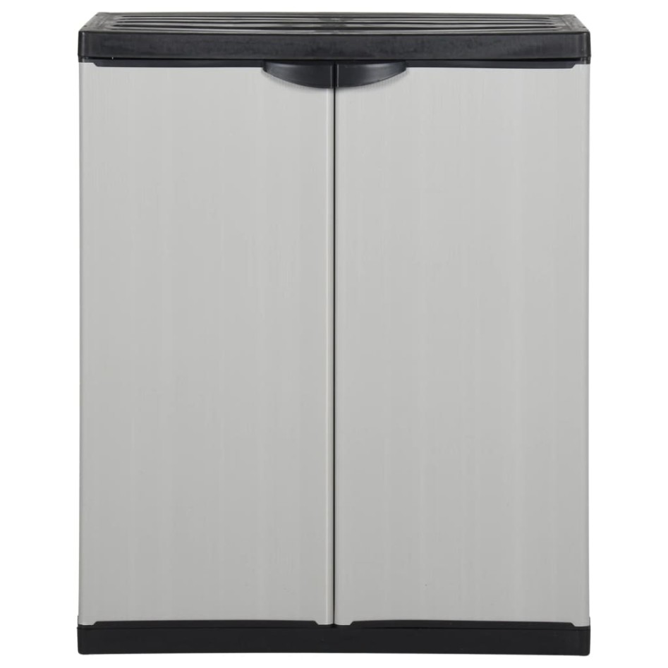 Armario de jardín con 1 estante gris y negro 68x40x85