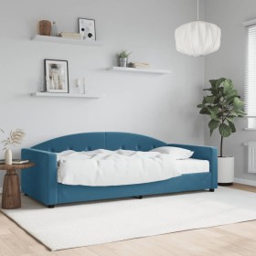 Sofá cama con colchón terciopelo azul 90x200