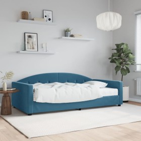 Sofá cama con colchón terciopelo azul 100x200