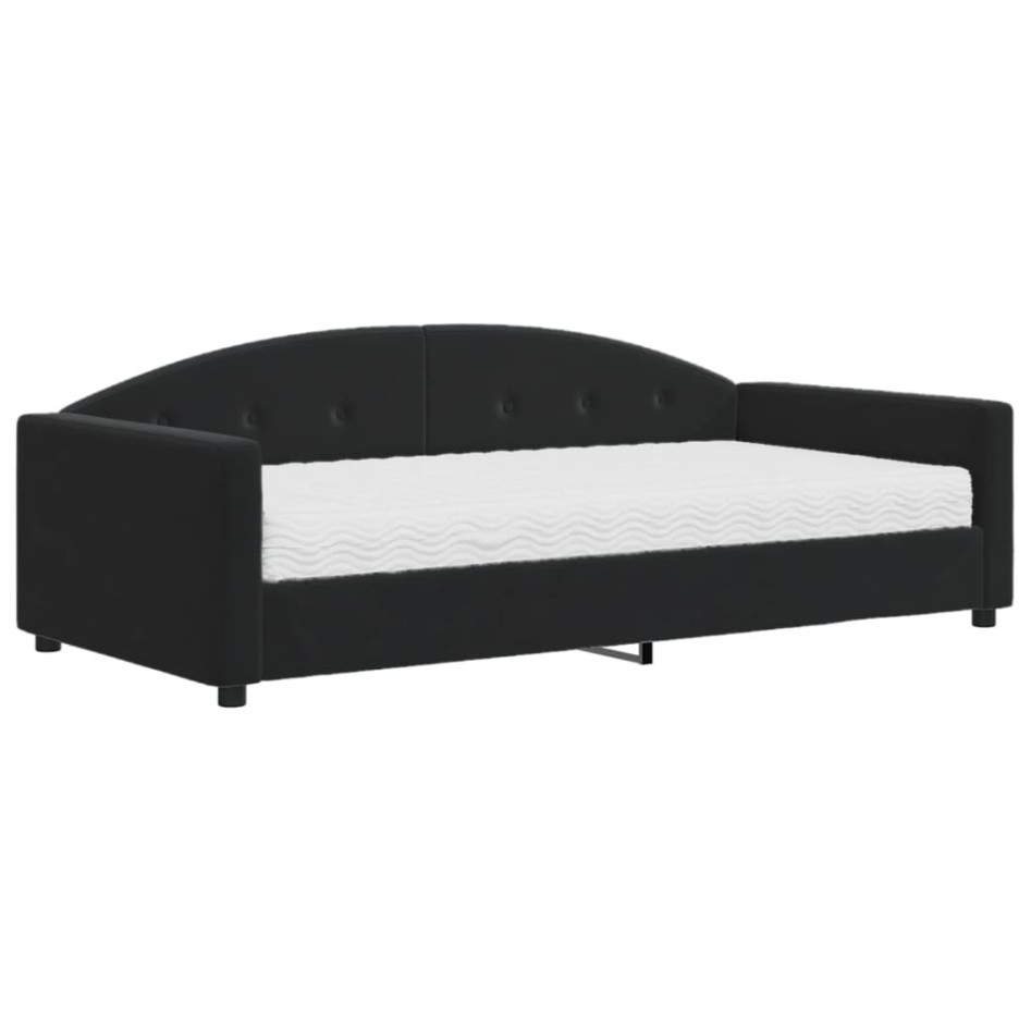 Sofá cama con colchón terciopelo negro 100x200