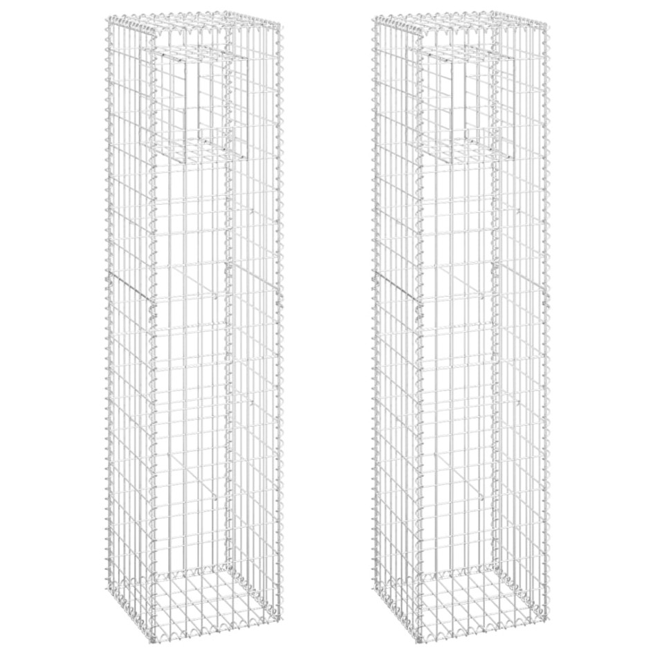 Cestas postes de gaviones 2 unidades hierro 40x40x180