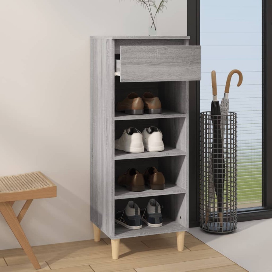 Mueble zapatero madera contrachapada gris Sonoma 40x36x105