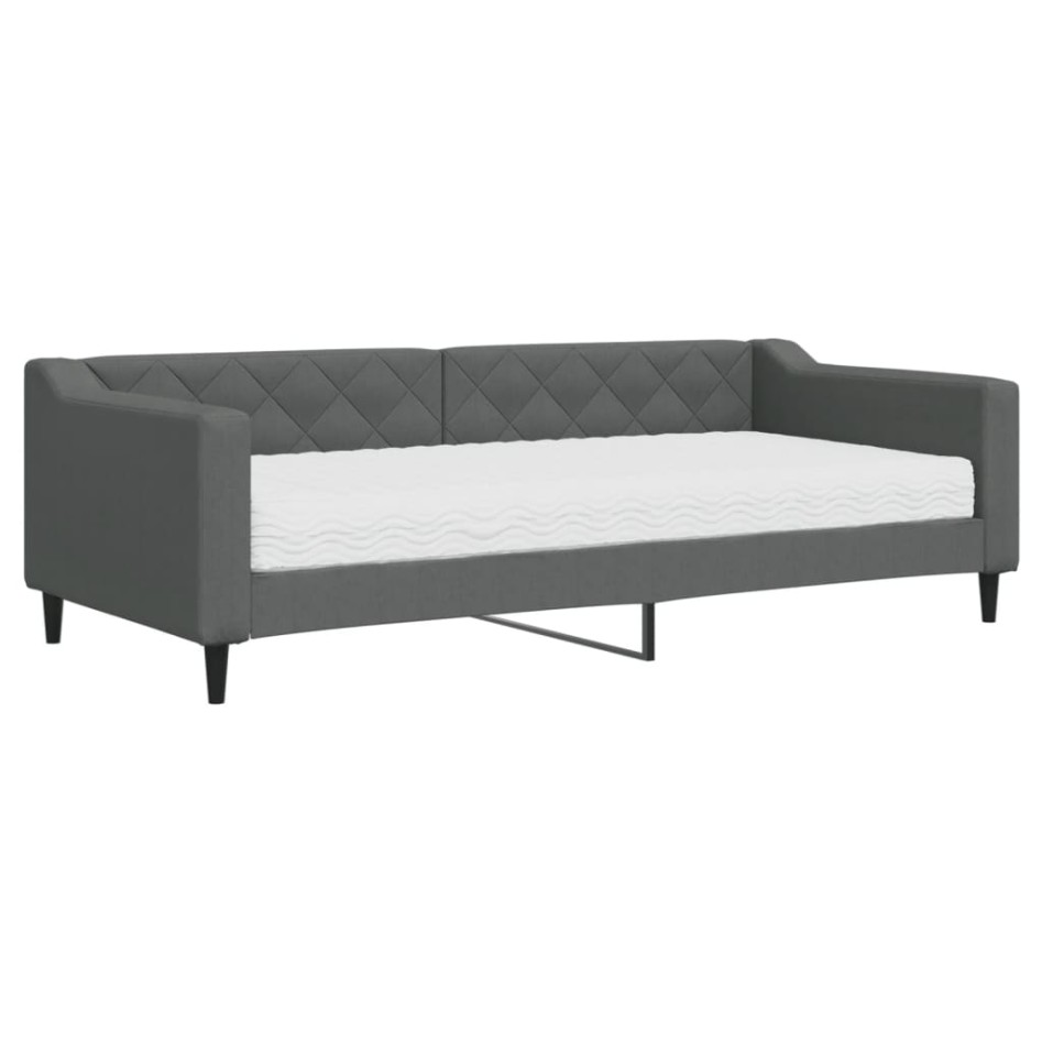 Sofá cama con colchón tela gris oscuro 90x200