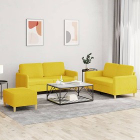 Juego de sofás con cojines 3 piezas tela amarillo