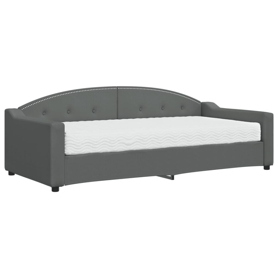 Sofá cama con colchón tela gris oscuro 90x200