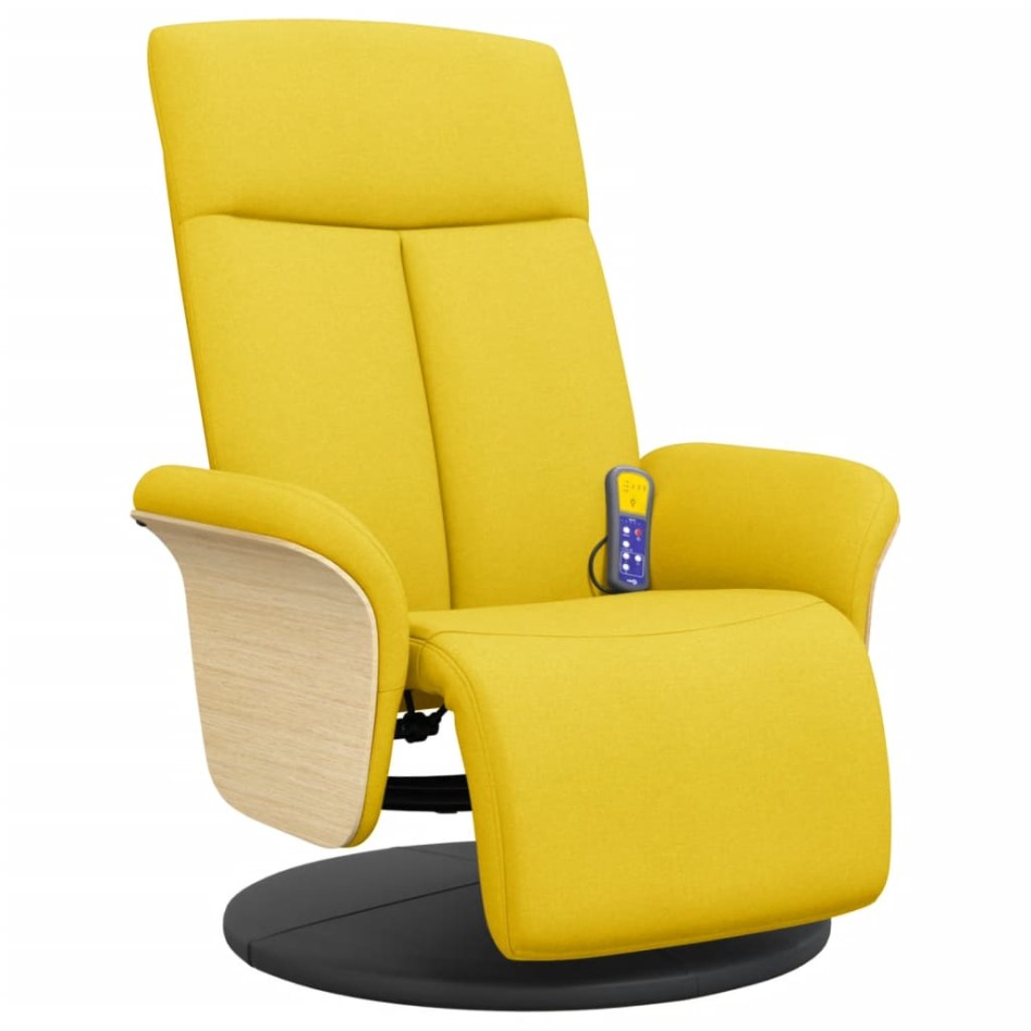 Sillón reclinable de masaje con reposapiés tela amarillo