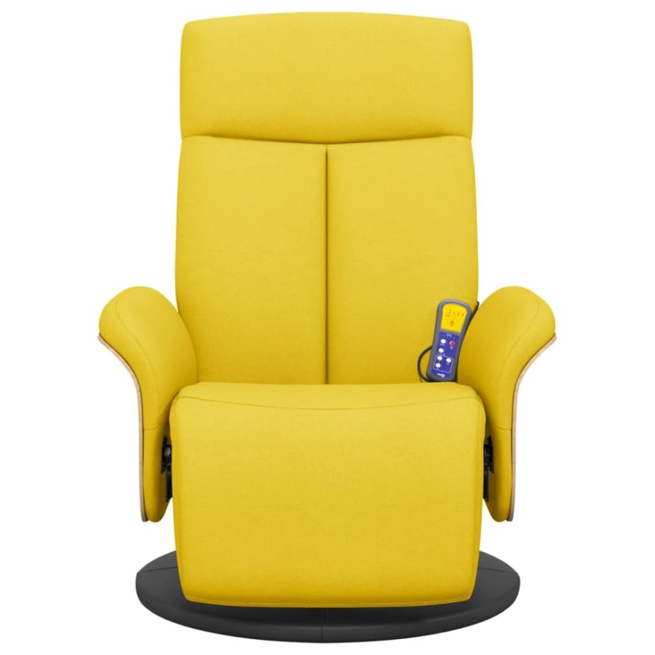 Sillón reclinable de masaje con reposapiés tela amarillo