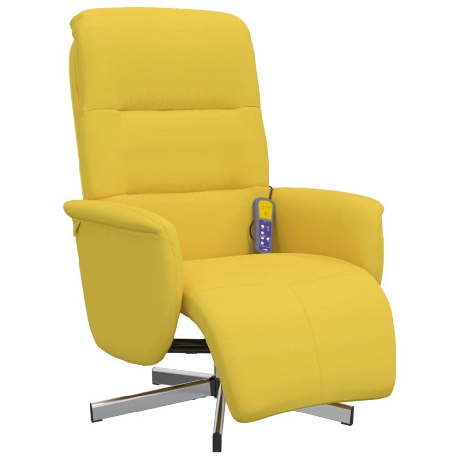 Sillón reclinable de masaje con reposapiés tela amarillo