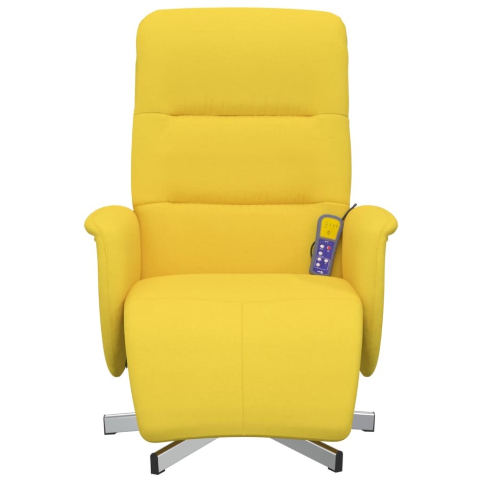 Sillón reclinable de masaje con reposapiés tela amarillo