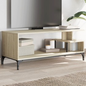 Mueble de TV madera de ingeniería y acero roble 102x40x41