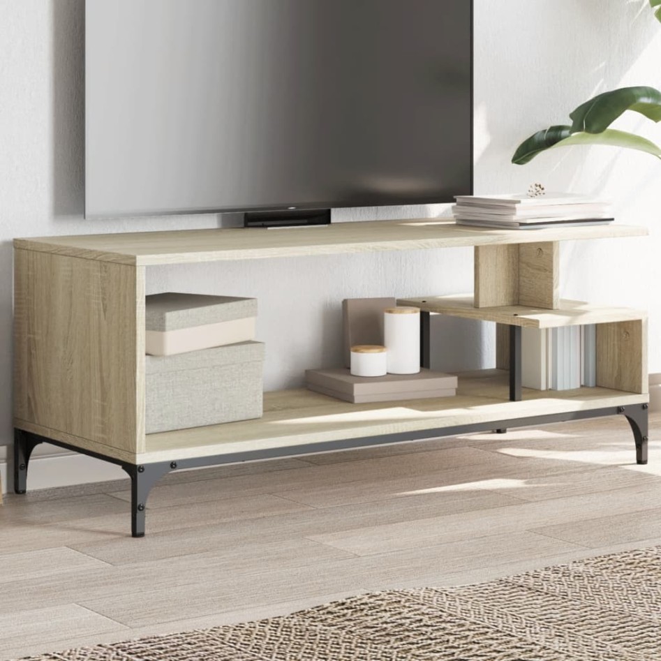 Mueble de TV madera de ingeniería y acero roble 102x40x41