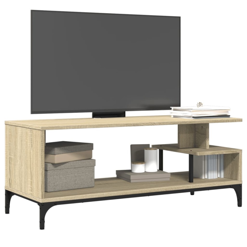 Mueble de TV madera de ingeniería y acero roble 102x40x41