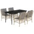 Set comedor de jardín 5 pzas con cojines ratán sintético