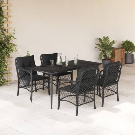 Set de muebles jardín 5 pzas con cojines ratán sintético