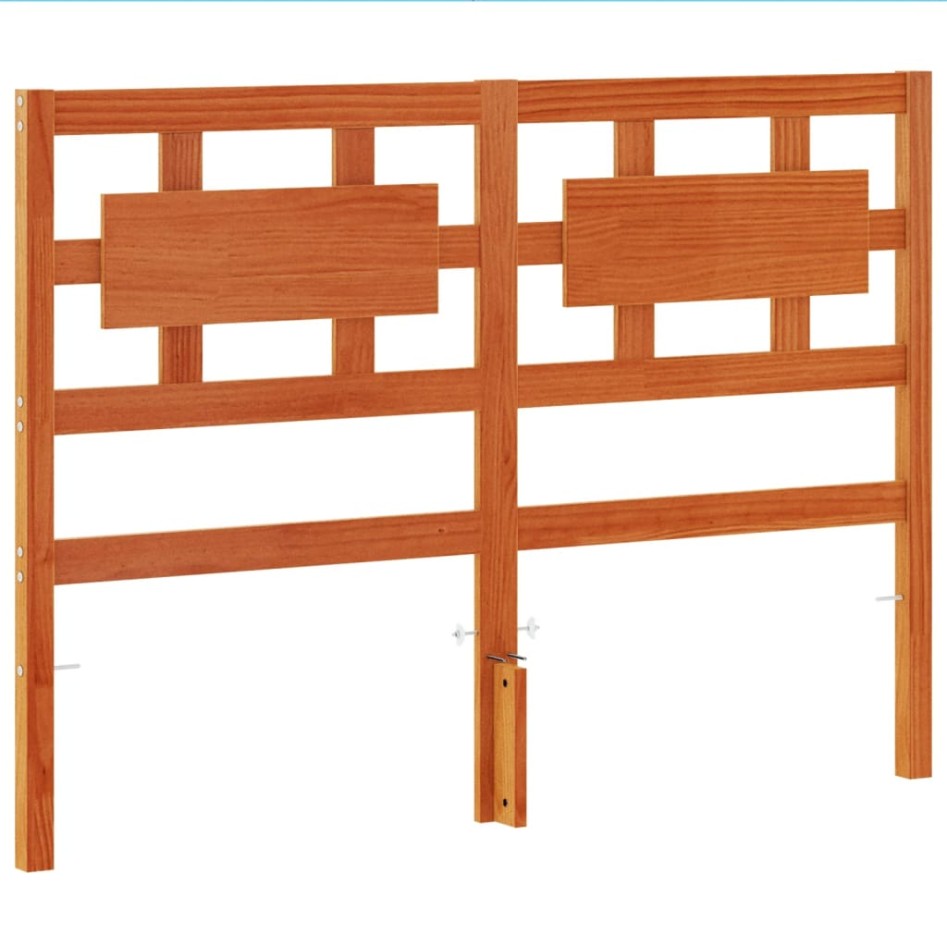 Cabecero de cama madera maciza de pino marrón cera 135