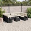 Set de sofás de jardín 10 pzas cojines ratán sintético negro