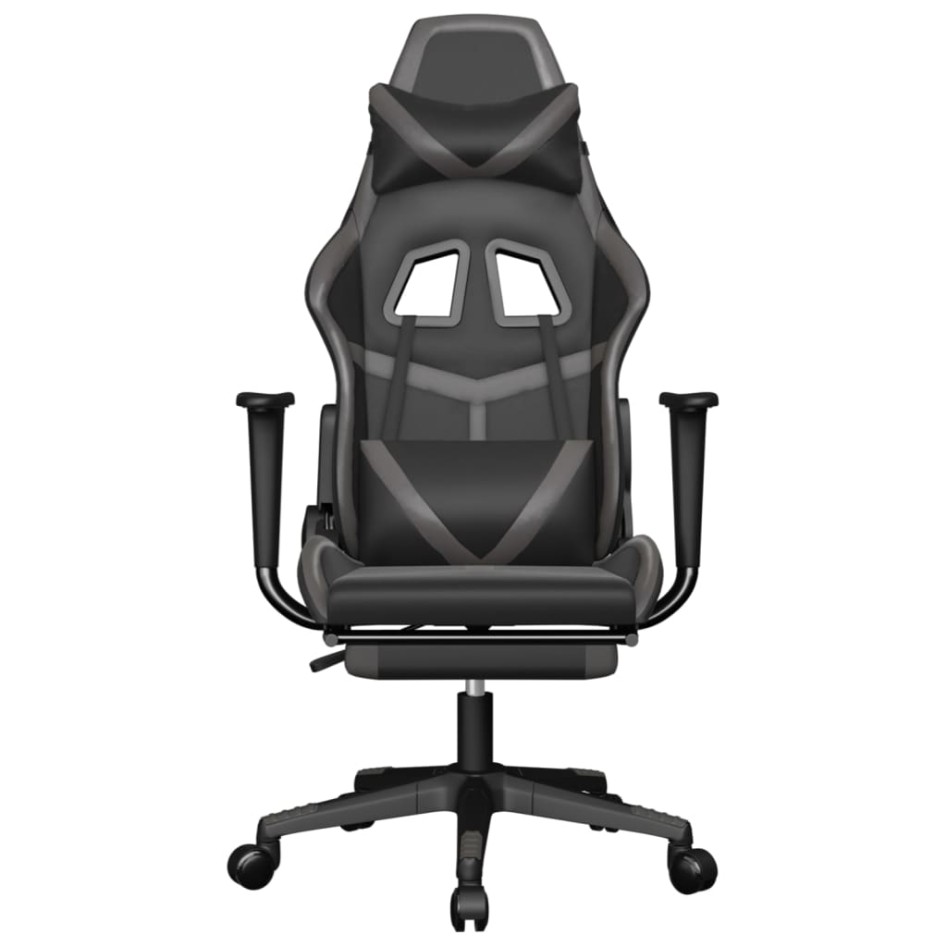 Silla gaming con reposapiés cuero sintético negro
