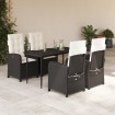 Set de muebles jardín 5 pzas con cojines ratán sintético negro