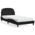 Cama con colchón cuero sintético negro 100x200