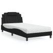 Cama con colchón cuero sintético negro 100x200 cm
