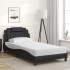 Cama con colchón cuero sintético negro 100x200