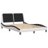 Estructura cama cabecero cuero sintético blanco negro
