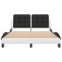 Estructura cama cabecero cuero sintético blanco negro
